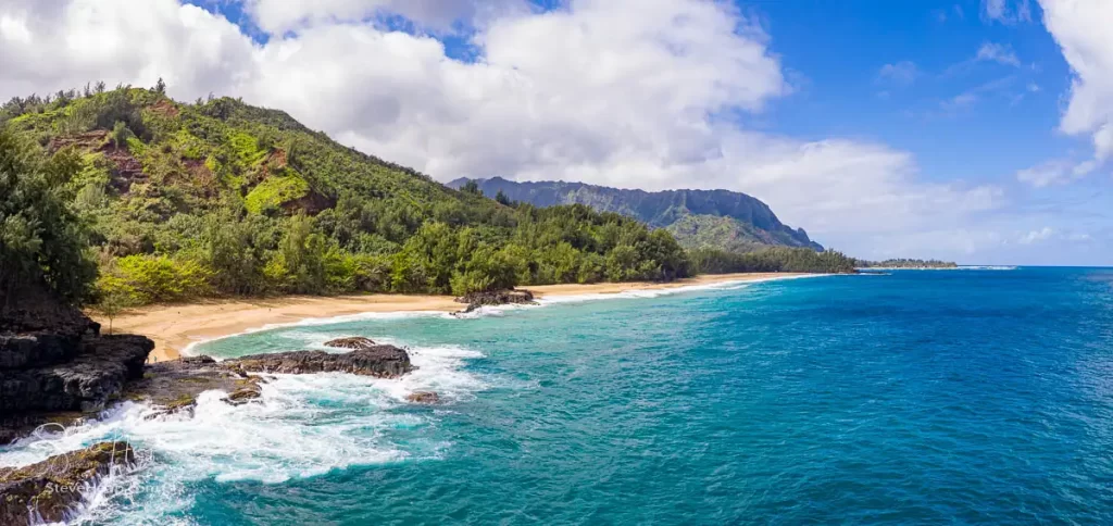 Lumahai beach on a February day looking down toward Tunnels Beach and the Na Pali coastline. Prints in my online gallery