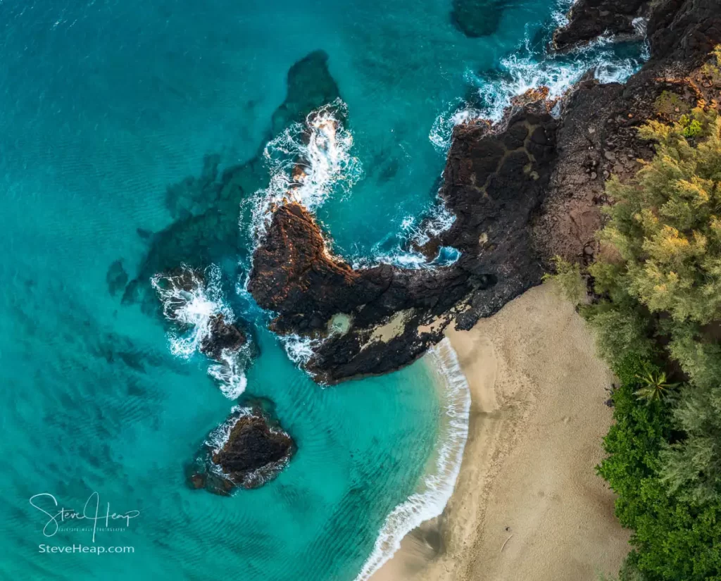 Top-down perspective of the rocks at the end of Lumahai Beach on Kauai. Prints available in my online gallery