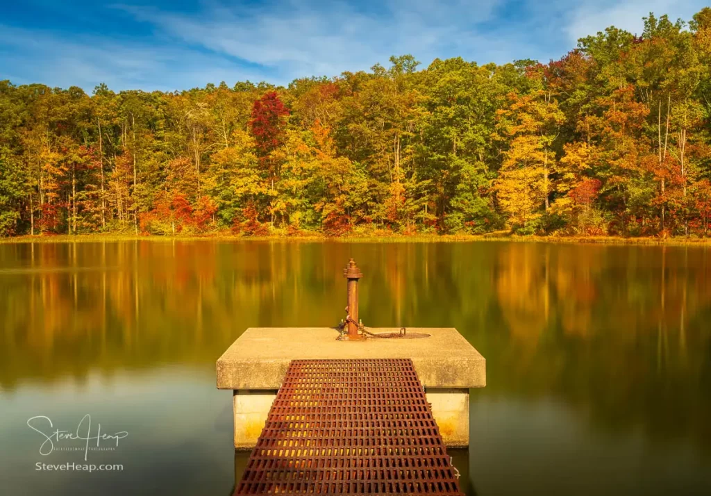 The iron walkway and metal pipe with a long duration shot to smooth out ripples in the water. Very mystical! Prints can be purchased here in my store