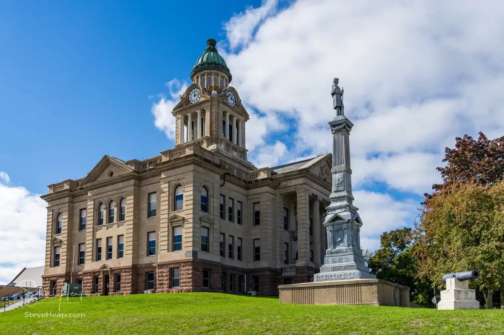 Facade and clock tower of Winneshiek County Courthouse. Prints available in my online store