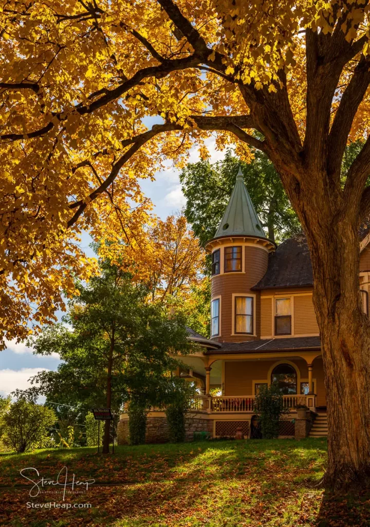 Ornate Victorian style home on W Broadway in Decorah Iowa with fall colors. Prints available in my online store