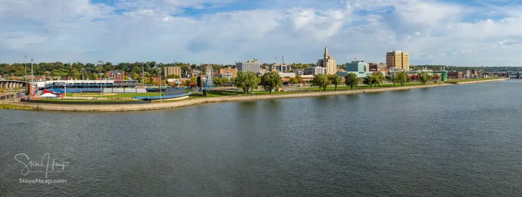 Panorama of Davenport in Iowa from the Centennial Bridge. Prints available in my online store