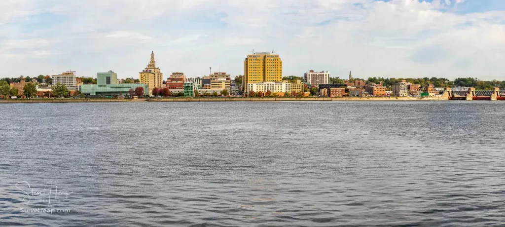 Panorama of the city of Davenport in Iowa. The glass building is the Figge Art Museum (one of the optional tours). Prints available in my online store