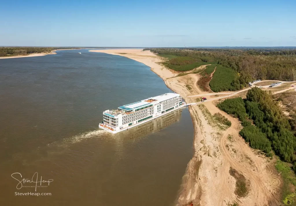 Viking Mississippi docked at Vicksburg. Normally the ship docks in the town, but the section of river in that area was just impassable