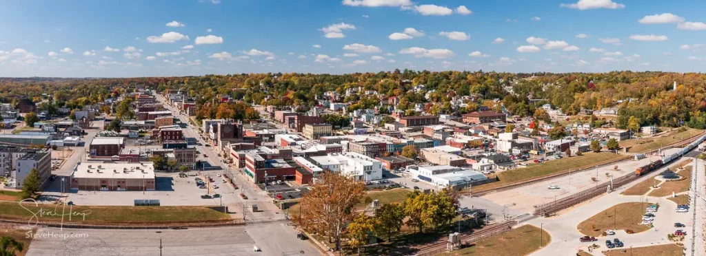 Aerial view of the city of Hannibal in Missouri. Childhood home of Mark Twain. Prints available in my online store