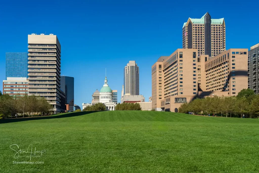 Downtown St Louis and the Old Courthouse from under the Gateway Arch. Prints available in my online store