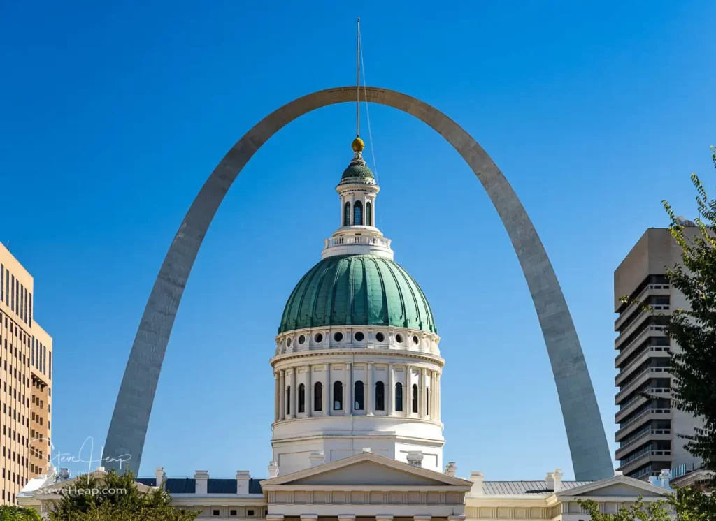 Gateway Arch frames the Old Courthouse in St Louis, Missouri. Prints available in my online store