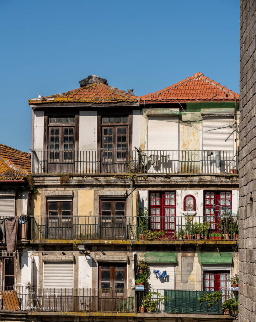 Balconies of apartments and homes in downtown Porto