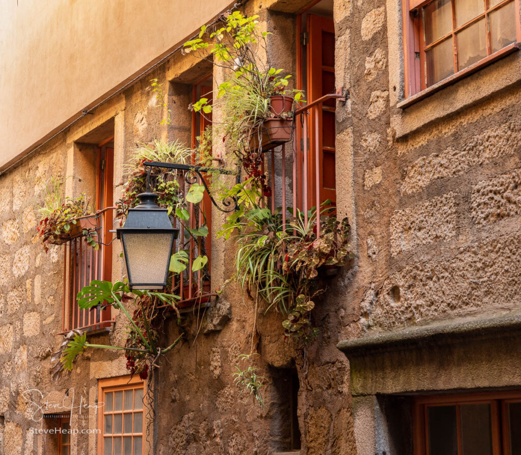 Narrow cobbled streets lead to homes and apartments in the old town of Porto in Portugal