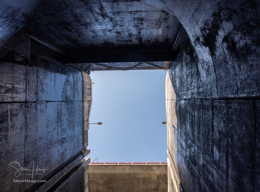 Very deep lock in the Carrapatelo dam on River Douro in Portugal. This lock has one of the highest rises in the world.