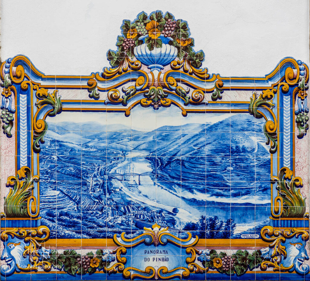 Glazed tiles by J. Oliveira, depicting the Douro region and Port wine making activities. This is a panorama of the area. Prints available in my online store