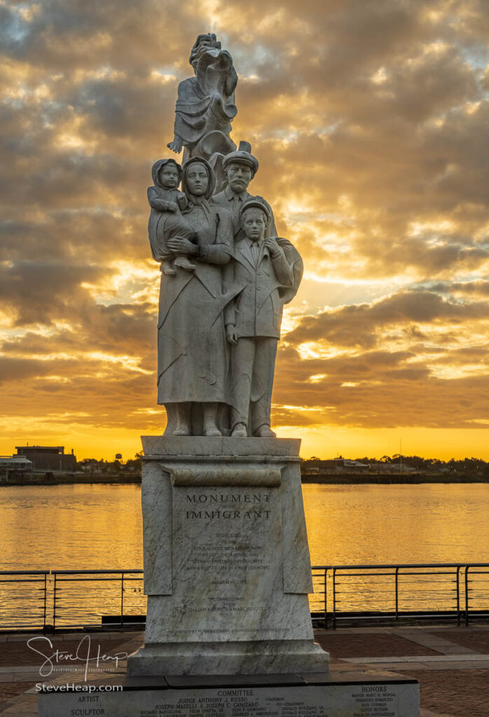 Monument to the Immigrant sculpture by Franco Alessandrini on banks of Mississippi river in New Orleans. Prints in my online store