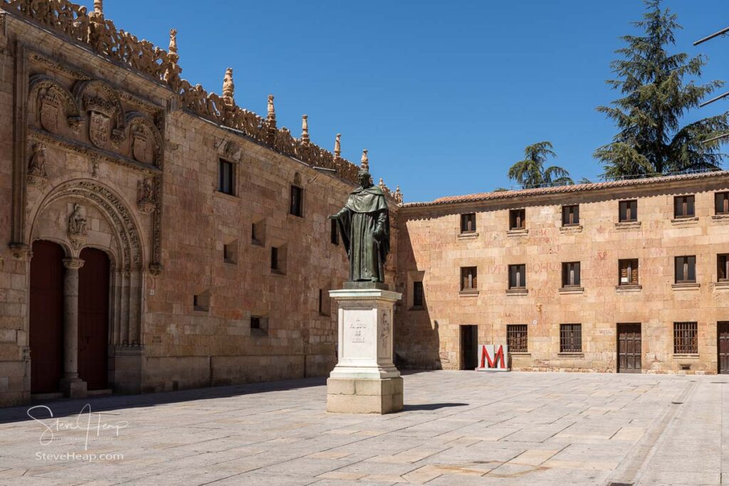 Statue to Luis de Leon in Patio de Escuelas at the University of Salamanca in Spain