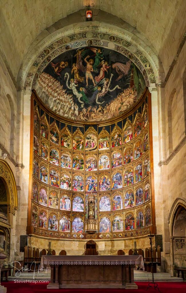 Detail of the altarpiece created between 1430 and 1450 inside the Old Cathedral in Salamanca