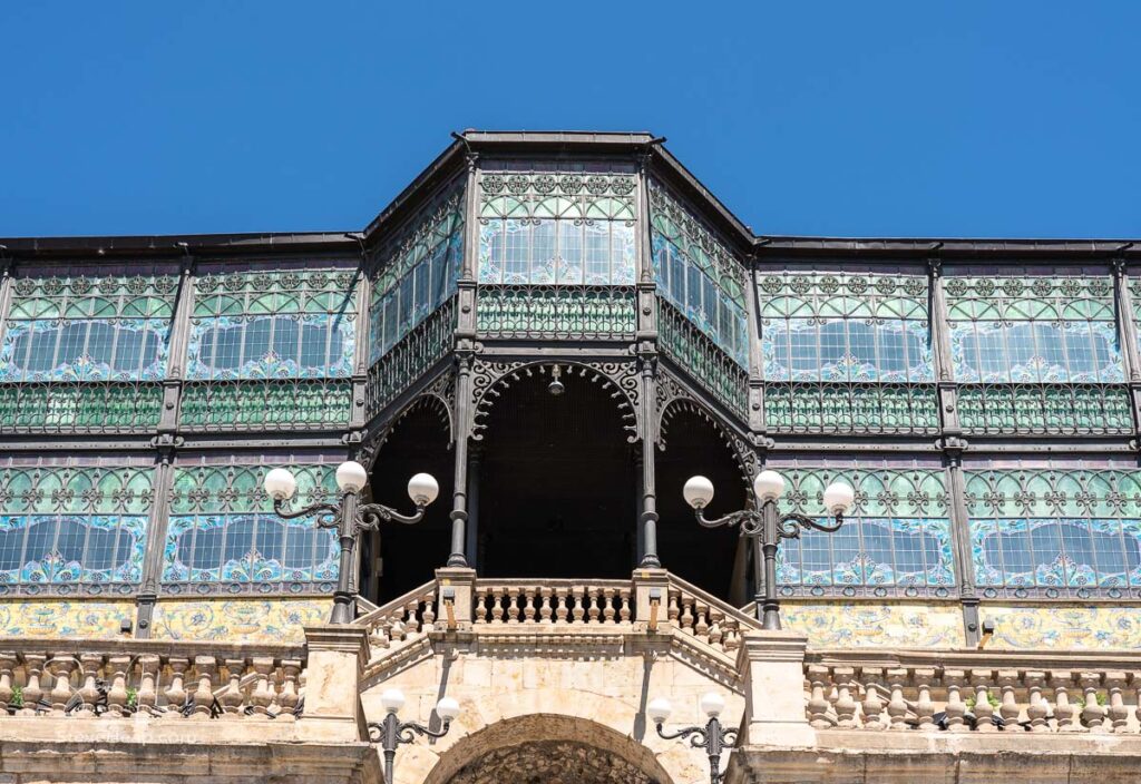 Stained glass windows on the museum of art nouveau and art deco in Salamanca Spain