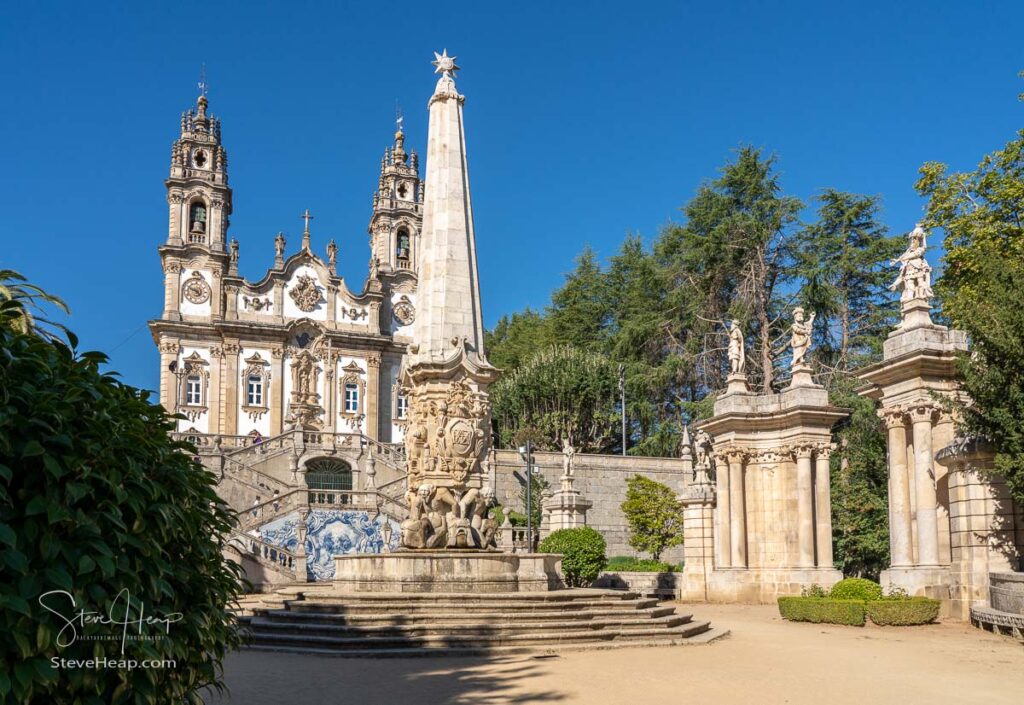 Statues adorn the baroque staircase to the Santuario de Nossa Senhora dos Remedios church in Lamego