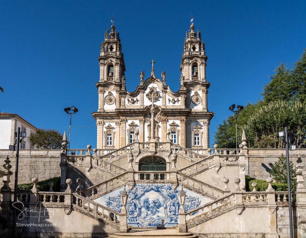 Statues adorn the baroque staircase to the Santuario de Nossa Senhora dos Remedios church. Prints available in my online gallery