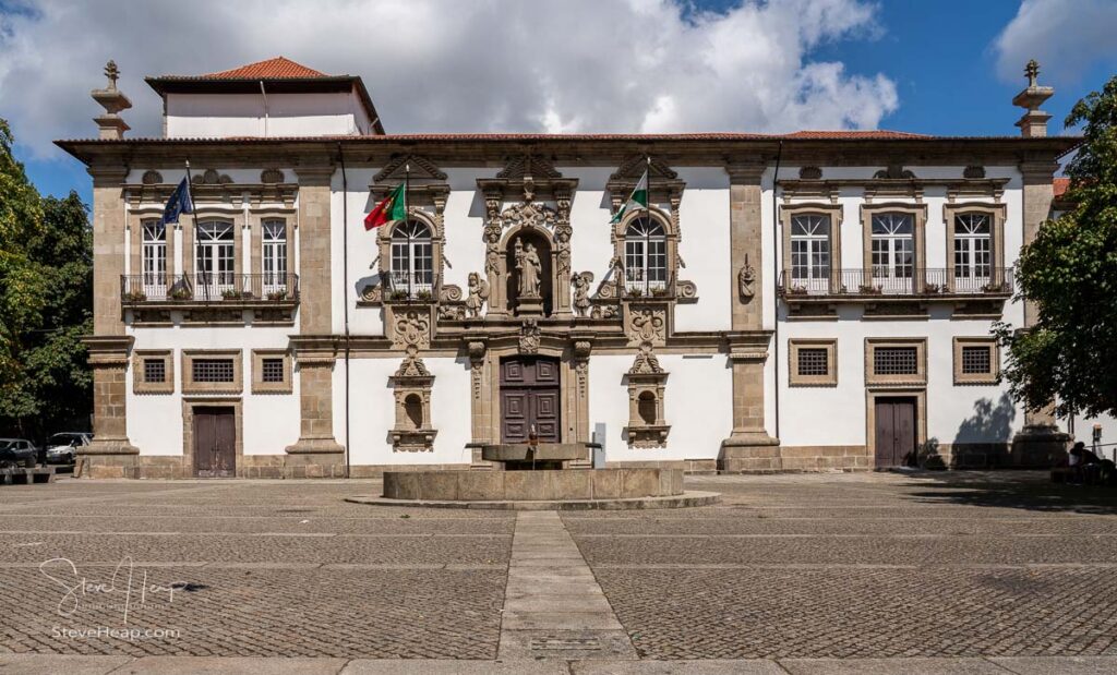 Courtyard and facade of the City or Town hall of Guimaraes in northern Portugal