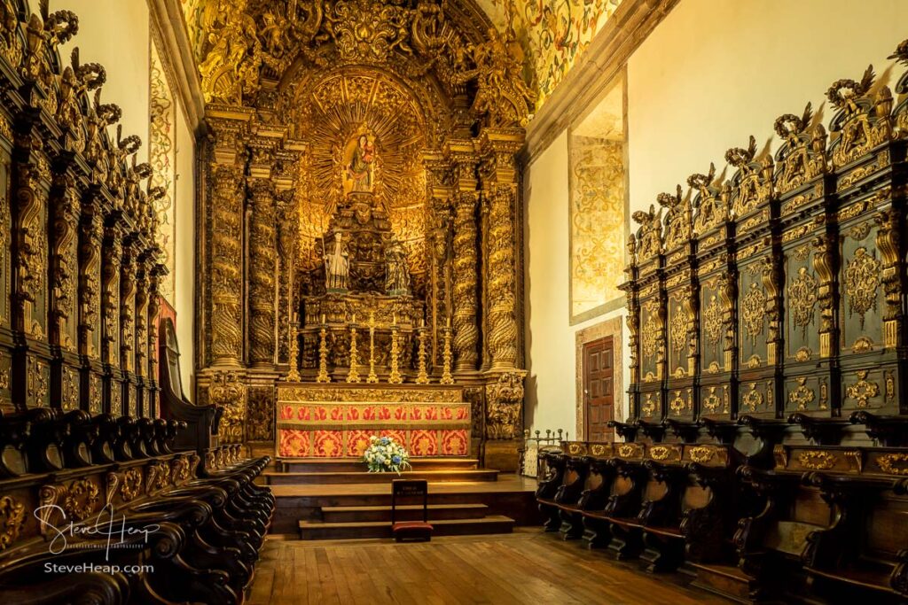 Choir stalls and altar in the Se or cathedral church in the old town of Viseu
