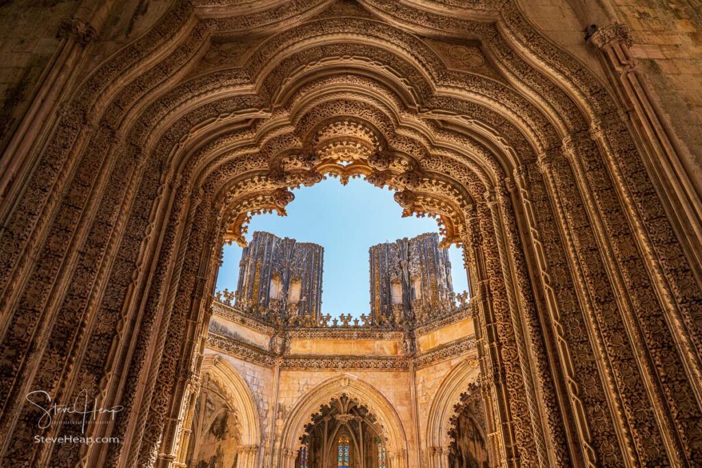 Manueline carvings on doorway into the unfinished Chapels of Batalha Monastery near Leiria in Portugal. Prints available in my online store