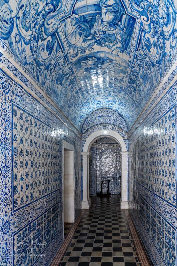 Interior corridor with magnificent azulejo tiling in the Nossa Senhora da Nazare church