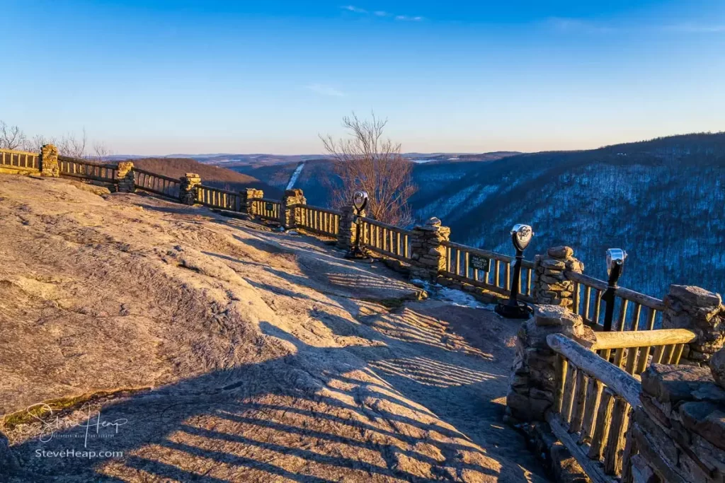 The overlook rock bathed in the late afternoon sun at Coopers Rock near Morgantown. Prints available in my online gallery.