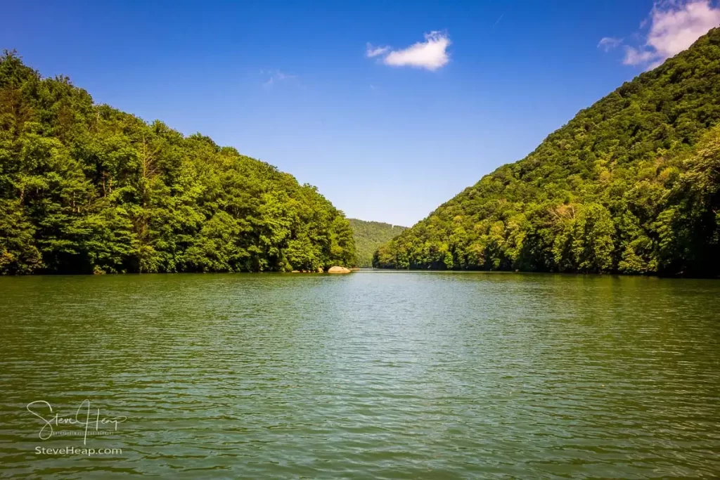 Calm warm water on Cheat Lake near Morgantown West Virginia