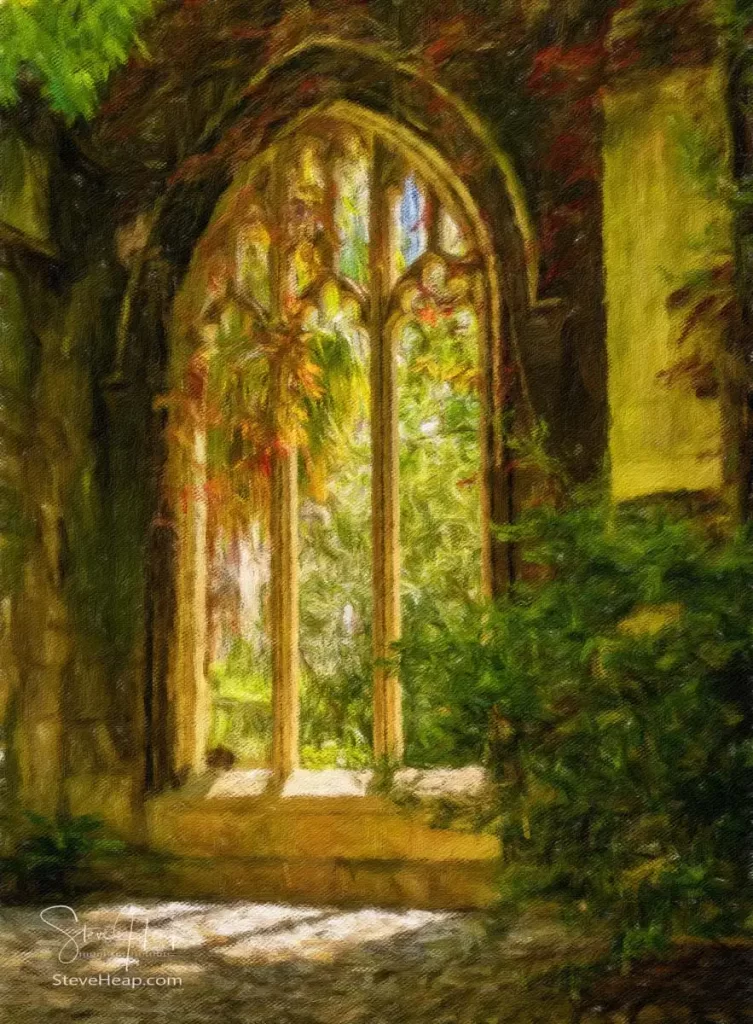 Impressionistic painting of the window in St Dunstan's church in London. Prints available in my online store
