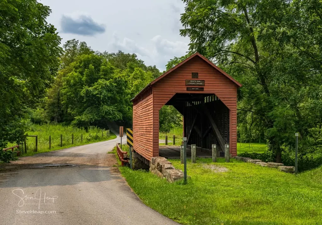 Dents Run Covered Bridge is a historic covered bridge located near Laurel Point Monongalia County West Virginia. Kingpost truss construction in 1889