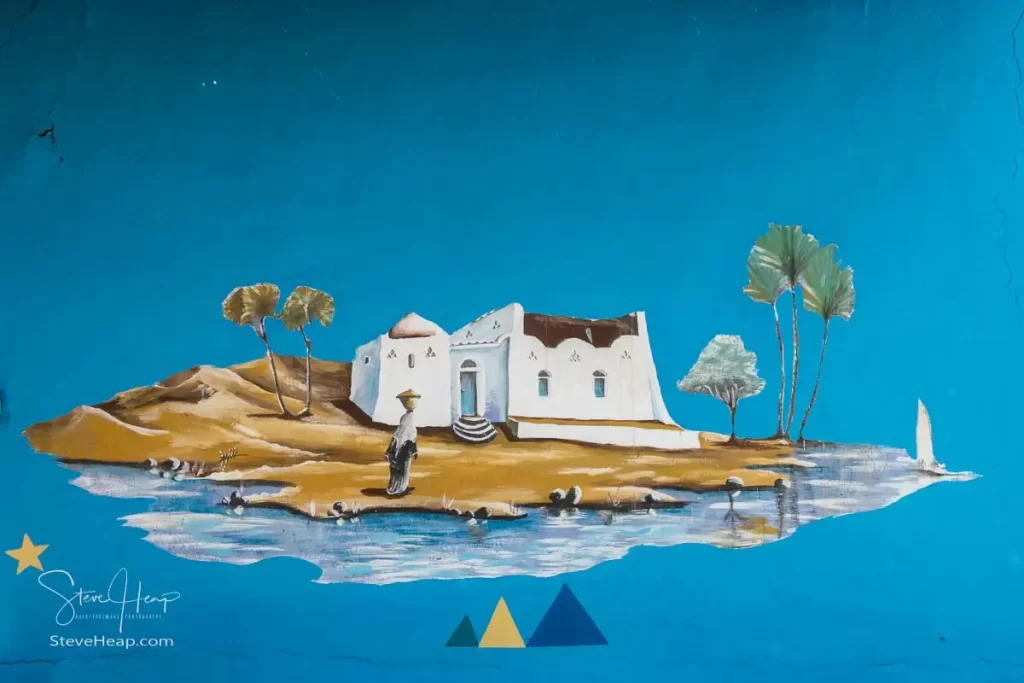 Wall mural painting on the inside wall of the Nubian home we visited