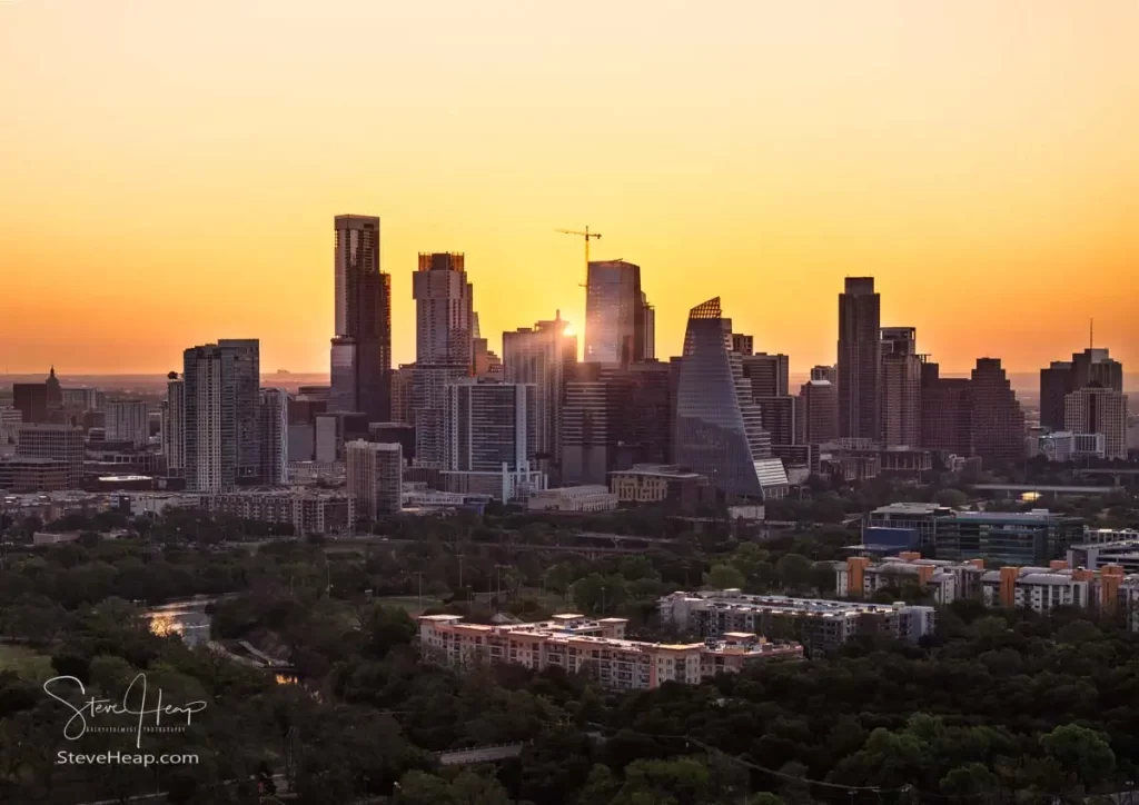 Aerial views of the Austin Skyline
