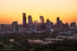 Aerial views of the Austin Skyline