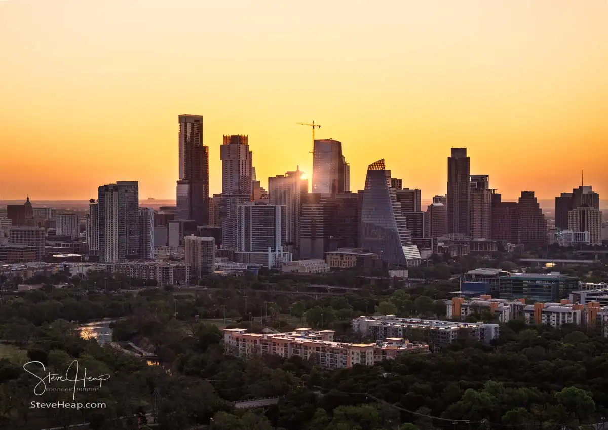 Aerial views of the Austin Skyline