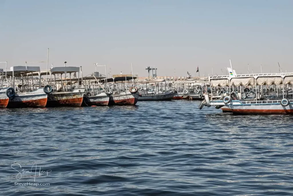 Small boats awaiting the arrival of more tourists to the Philae Temple and the nearby resorts in the lake