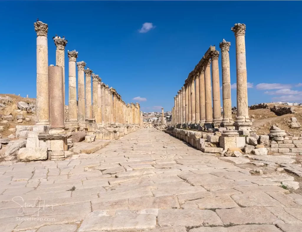 View down Cardo Maximus - the main street of Jerash