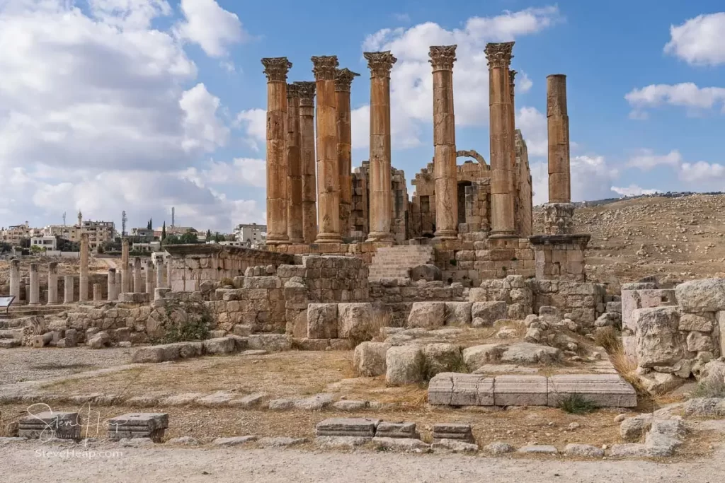 The Corinthian columns around the Sanctuary of Artemis in the Roman city of Jerash