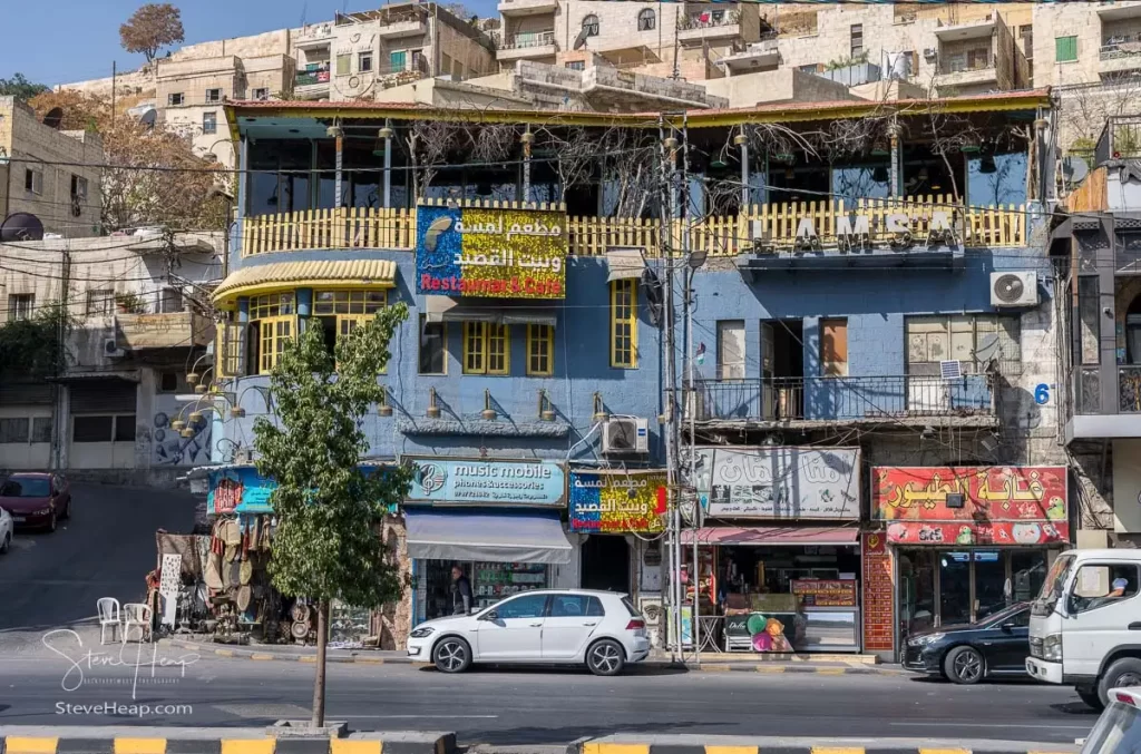 Shops and restaurants near the Roman Theatre of Amman
