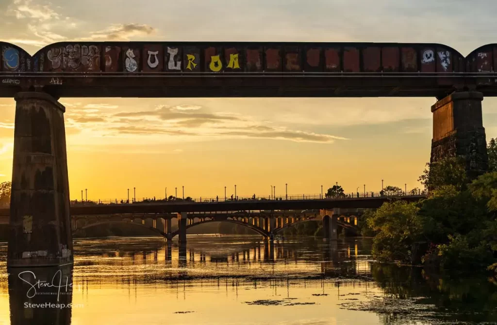 Pfluger, Lamar Boulevard bridges framed by the railroad bridge across the lake. Prints available in my online store
