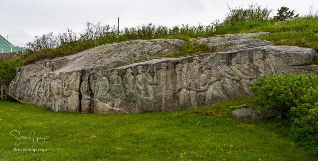 Sculpture carved out of a natural granite outcropping at Peggy's Cove in Nova Scotia