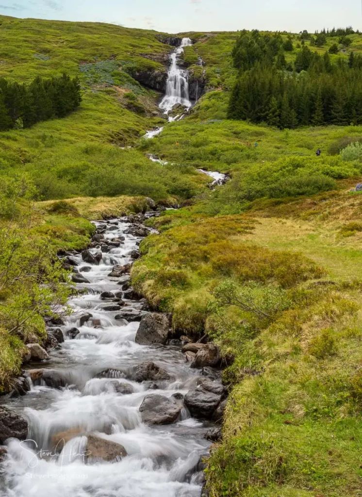 The small waterfall in Tunhudalur valley outside Isafjordur in the West Fjords of Iceland