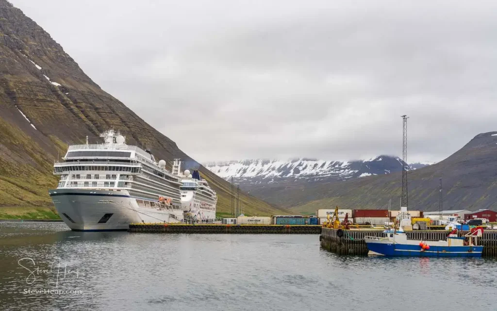 Viking Neptune and Norwegian Star docked in Isafjordur Iceland