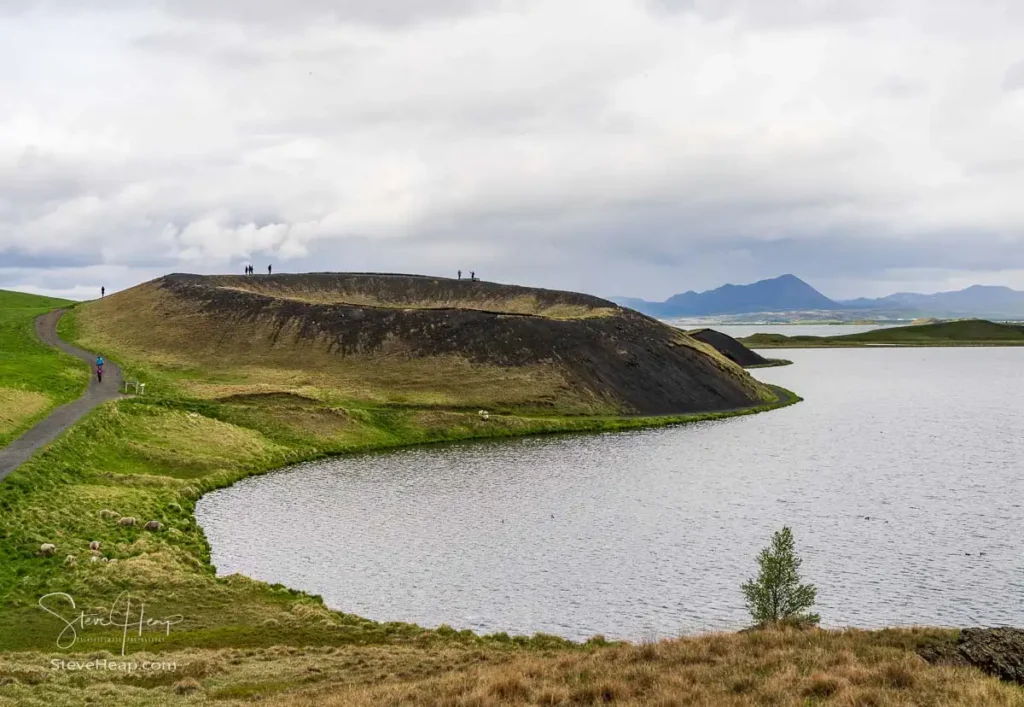 The pseudo-craters formed during a volcanic eruption by Lake Myvatn