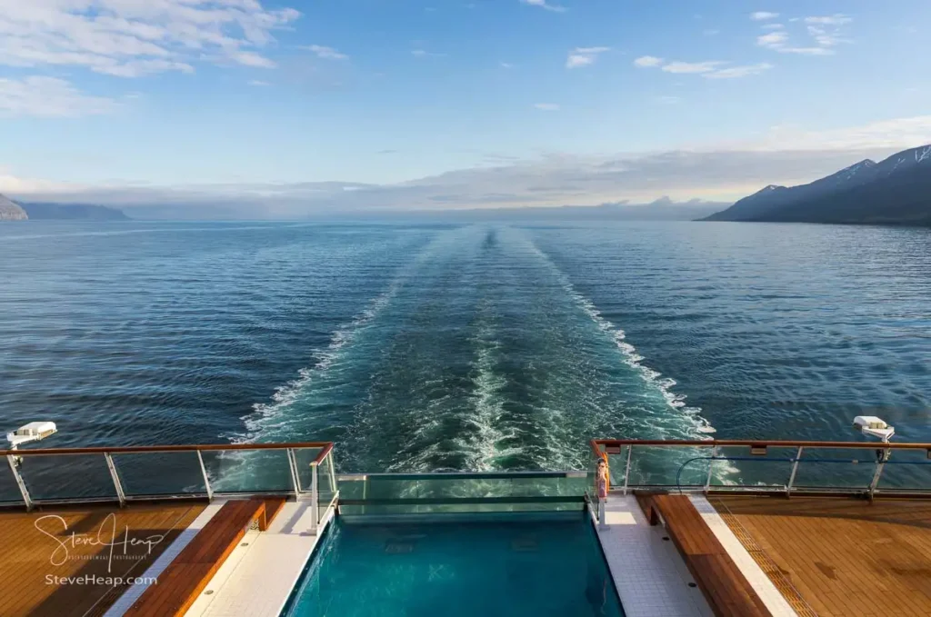 The swimming pool on the stern of the Viking Neptune as we sailed towards Akureyri in Iceland