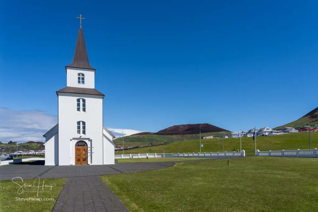The Landa church cemetery gates in Heimaey island were on the edge of the lava flow from Eldfell volcano in 1973