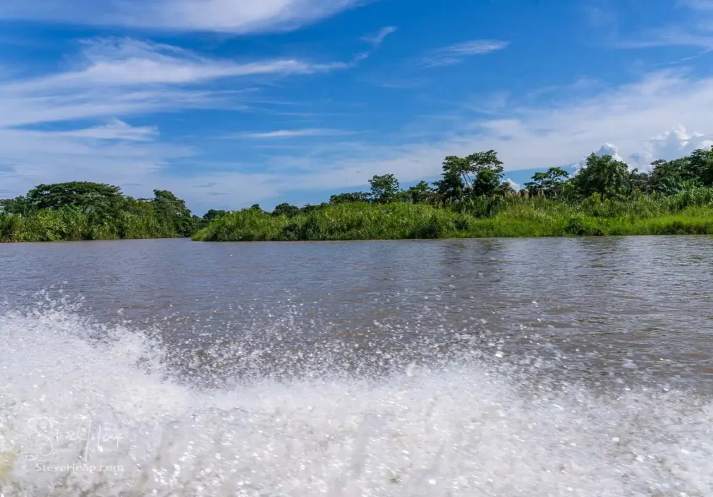 Spray along the side of our boat headed toward Tortuguero